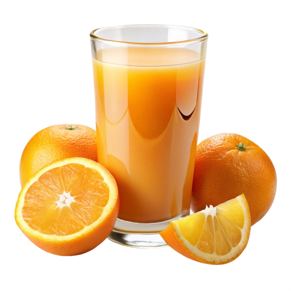 Refreshing Glass of Orange Juice with Fresh Oranges png