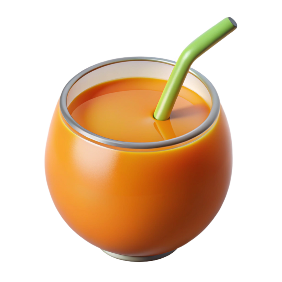 Refreshing Orange Juice in a Glass with a Green Straw A Delightful Summer Drink png
