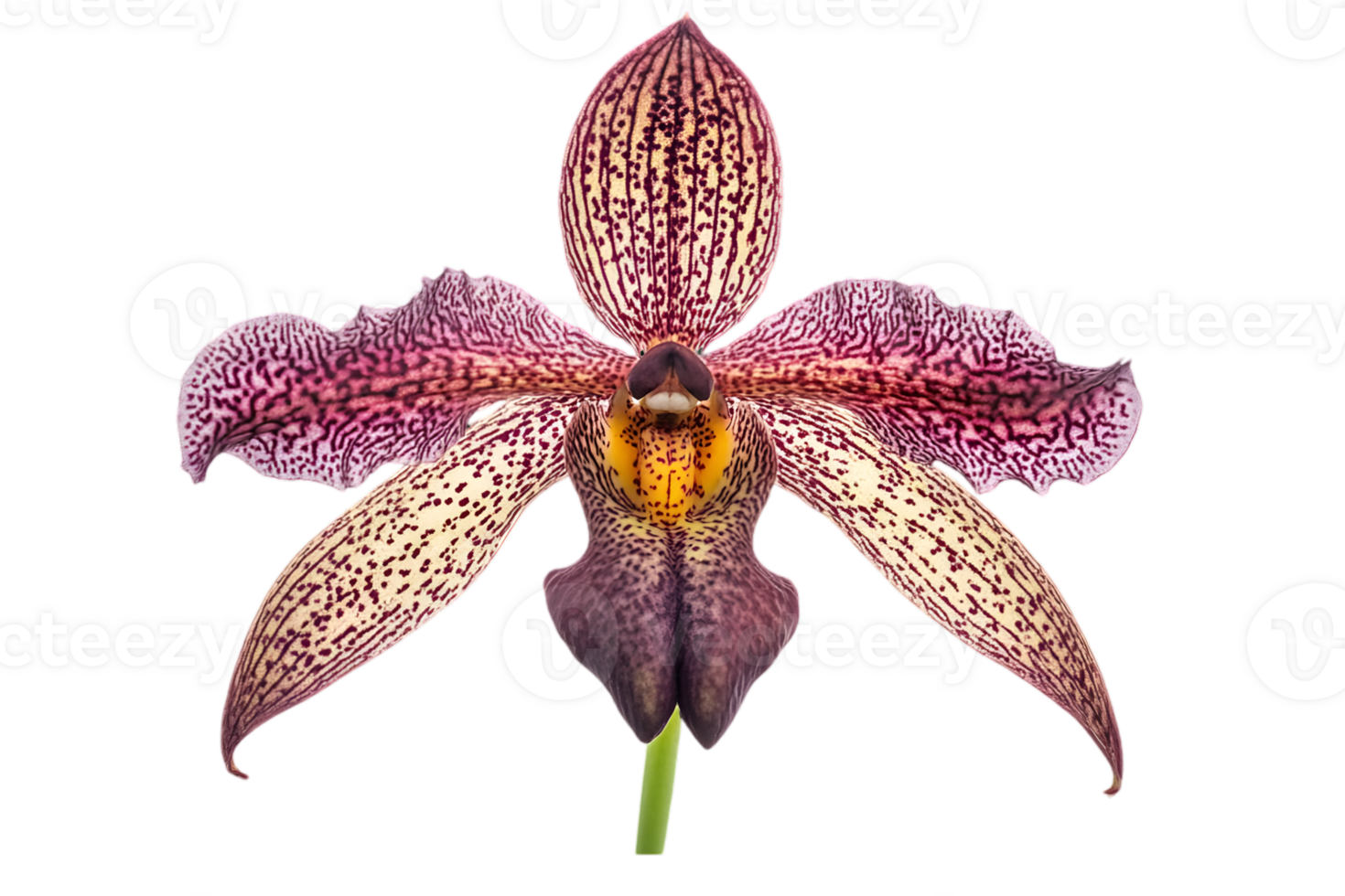 Striking Orchid Flower with Speckled Petals in a Macro Studio Shot with a Transparent Background for Creative Design and Botanical Illustration png