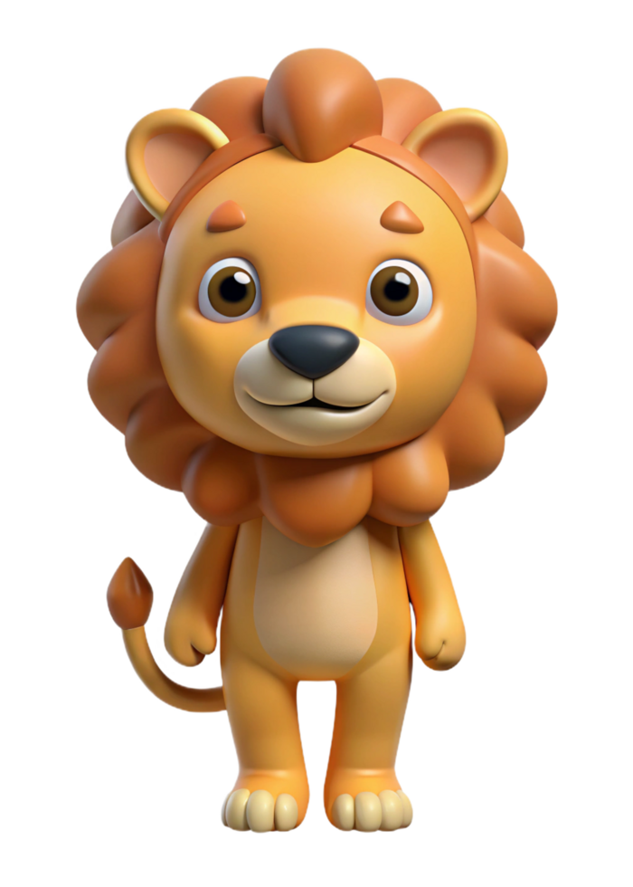 Adorable 3D Render of a Cute Cartoon Lion Cub Standing png