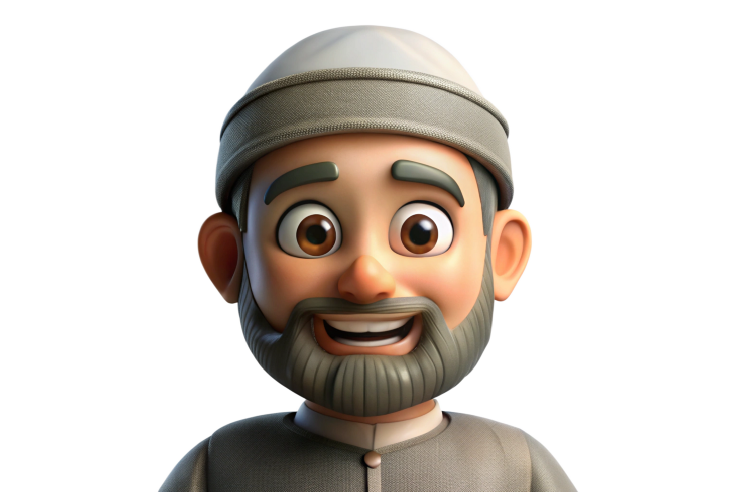 Smiling Cartoon 3D Muslim Man Character Avatar Design png