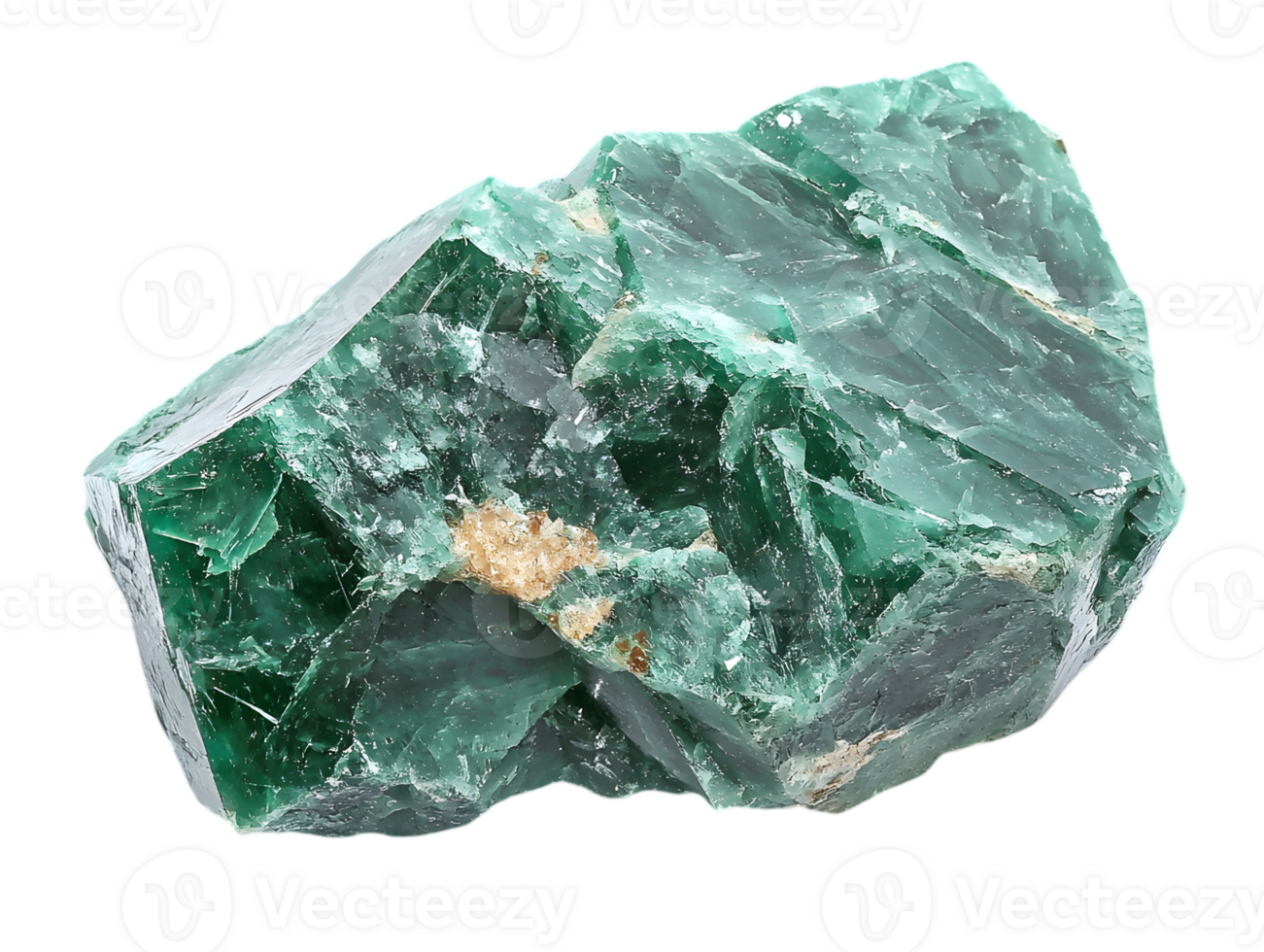 Translucent Green Quartz Mineral Specimen Isolated on Transparent Background Detailed Rough Gemstone with Shiny Surface png