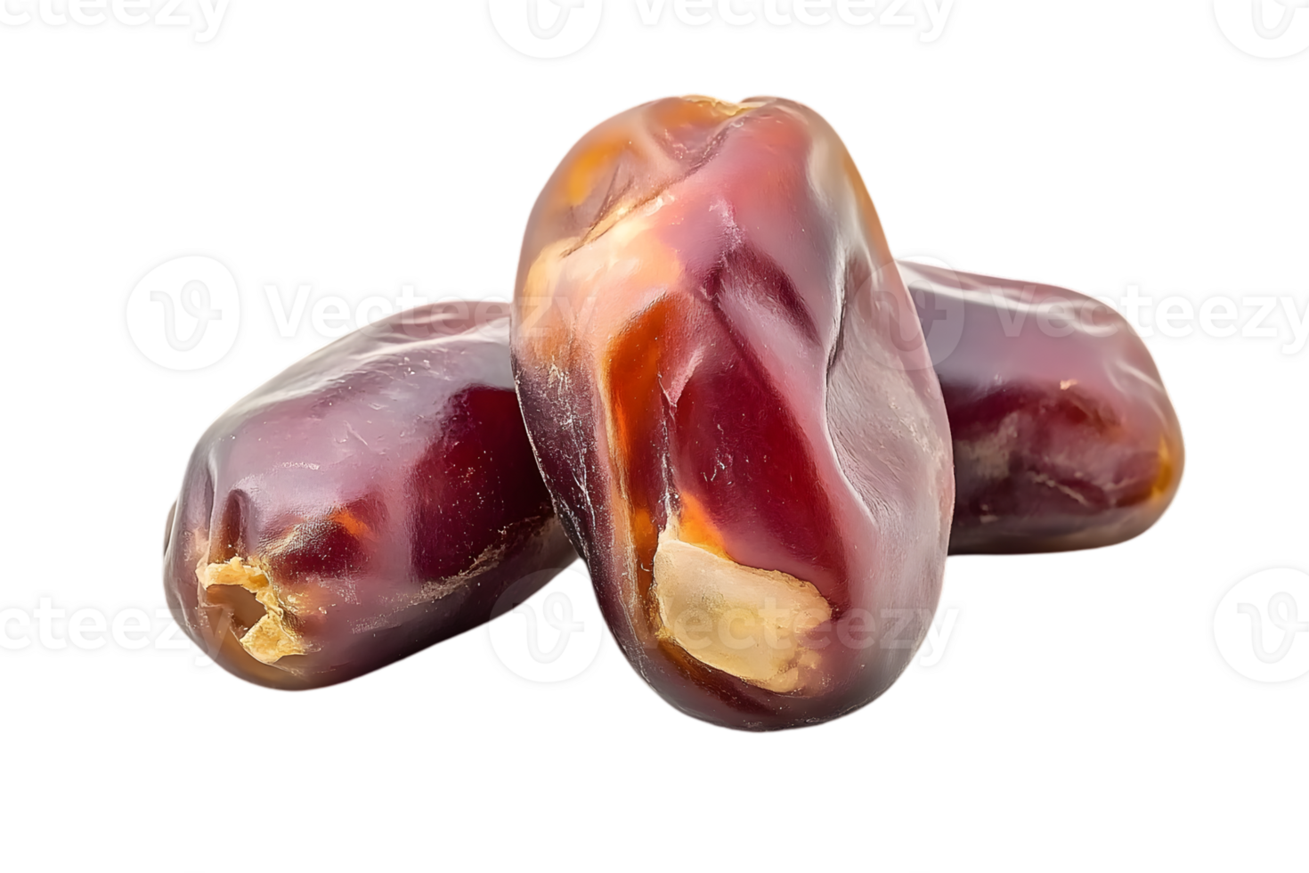 Three Ripe Brown Dates on a Transparent Background Ready to Eat a Healthy Choice png