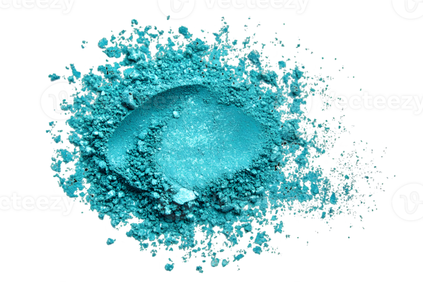 Turquoise Glitter Eye Shadow Pigment Crushed on Transparent Background for Beauty and Fashion Cosmetic Products Abstract Design png