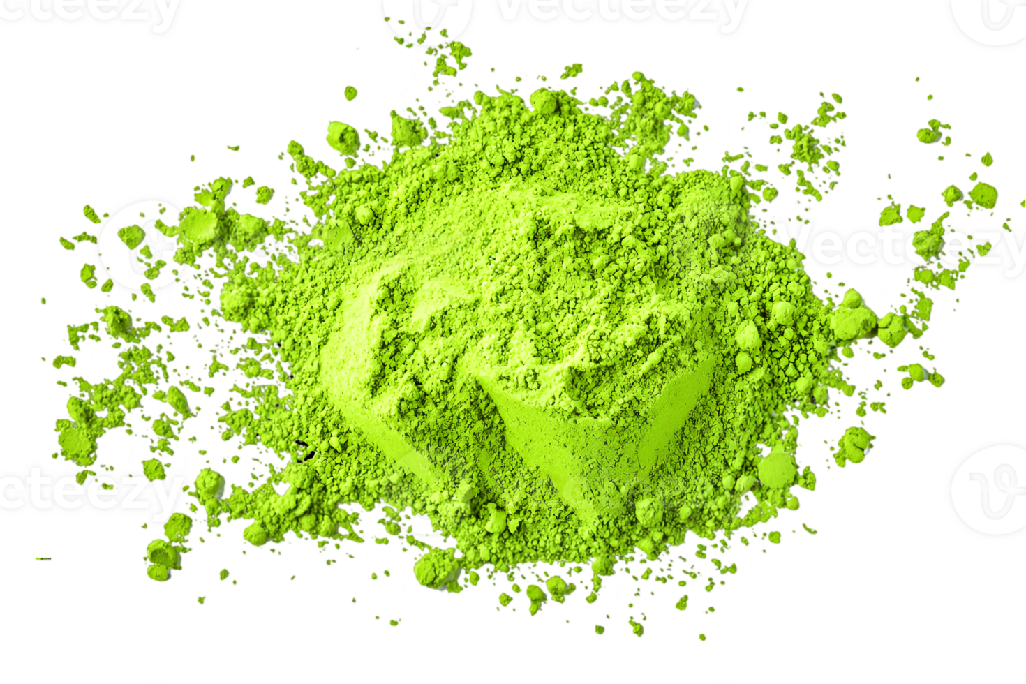 Vibrant Fluorescent Green Powder Pile Isolated on Black Background Close Up View Loose Cosmetic Pigment Heap for Abstract Texture Background Design png
