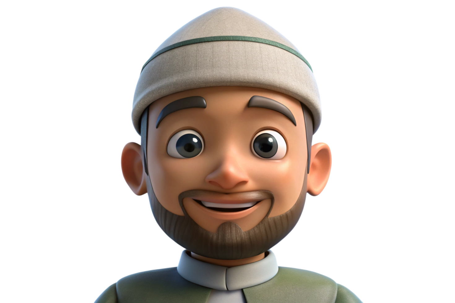 Smiling 3D Cartoon Man with Beard Wearing a Knitted Cap png