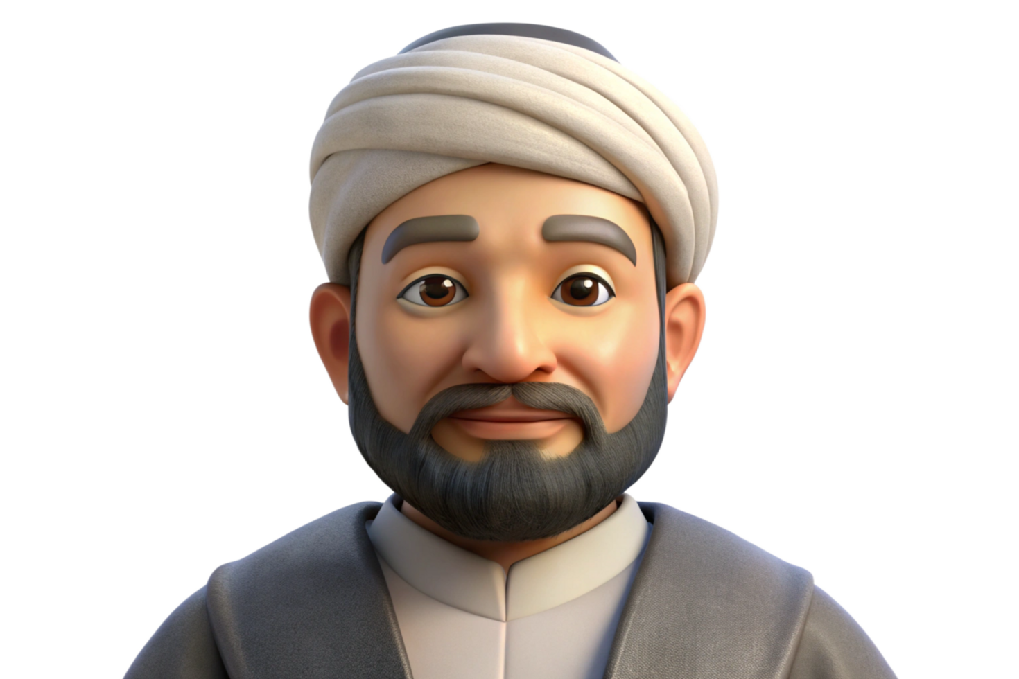 3D Render of a Friendly Middle Eastern Man Wearing a Traditional Turban png