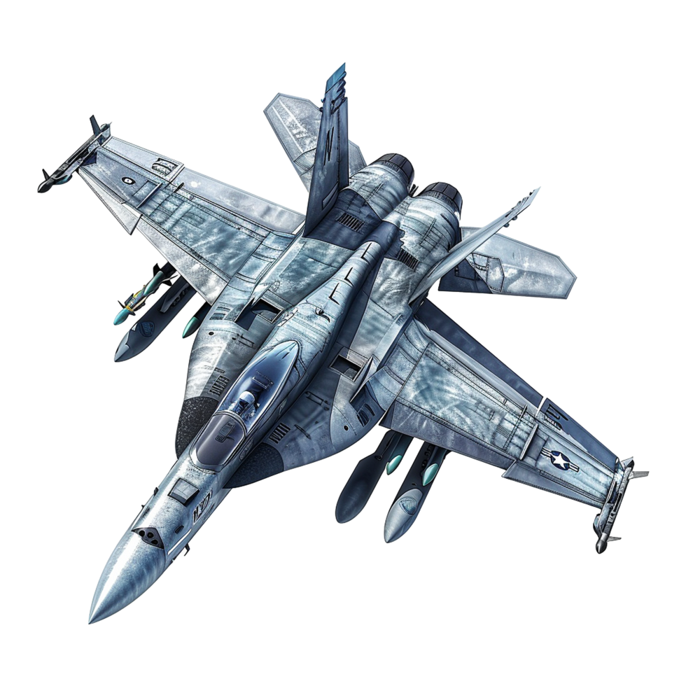 Detailed Render of a US Navy Super Hornet Fighter Jet in Flight png
