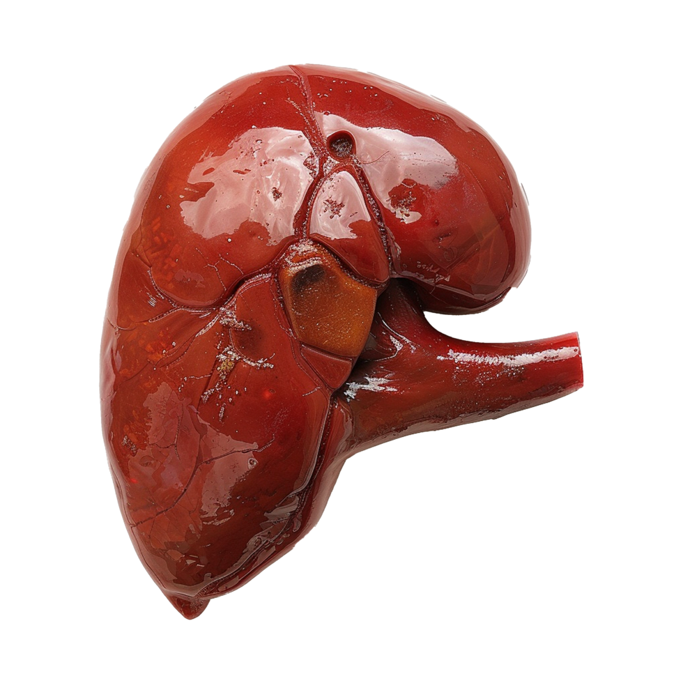 Detailed Anatomical Model of a Human Spleen Showing its Lobes and Vascular Structures png