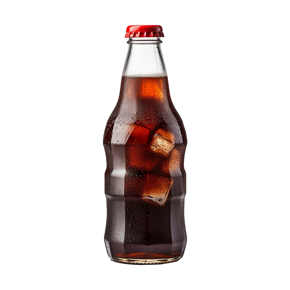 Refreshing Iced Cola in a Glass Bottle with Condensation png