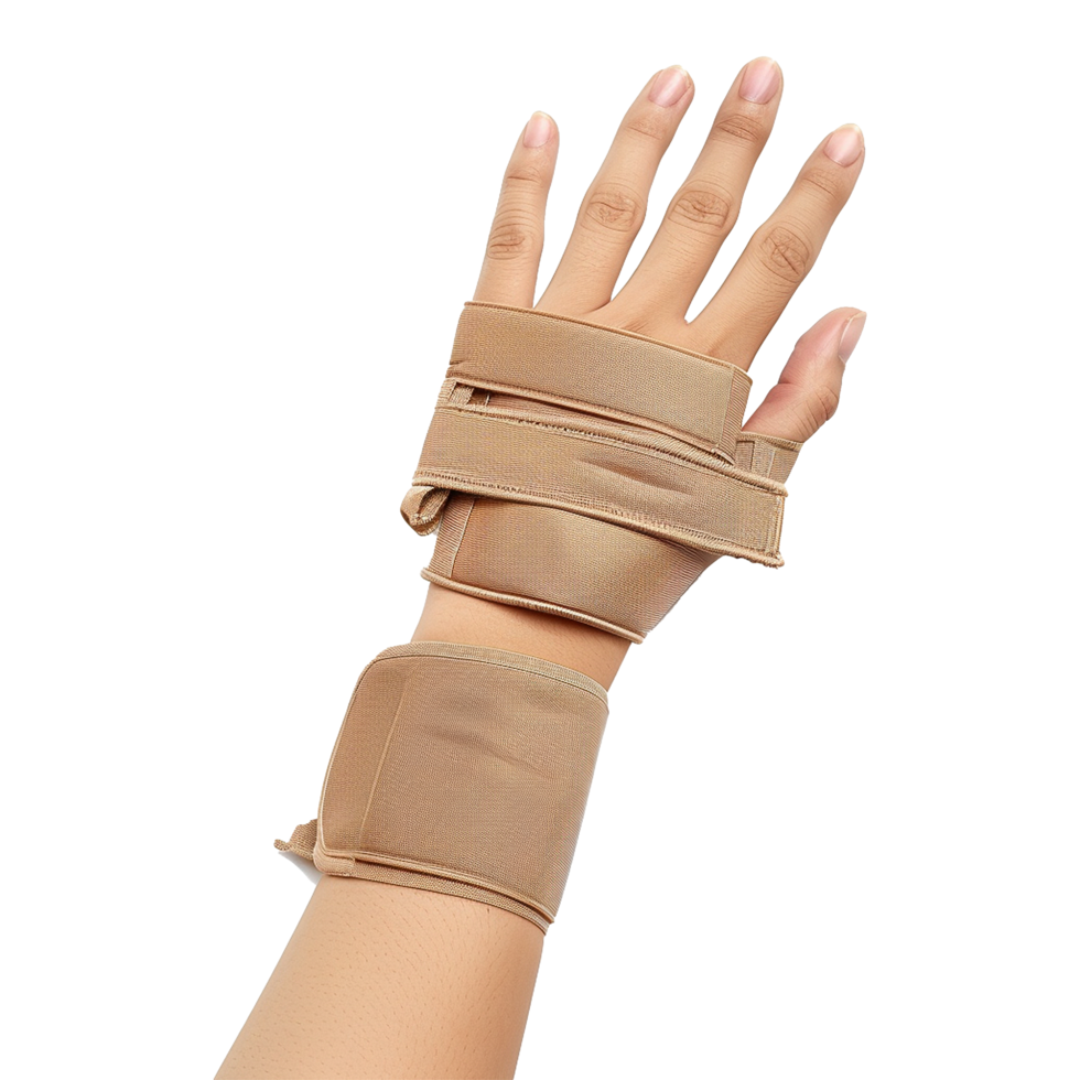 Beige Wrist Support Brace for Hand and Thumb Injury Rehabilitation png
