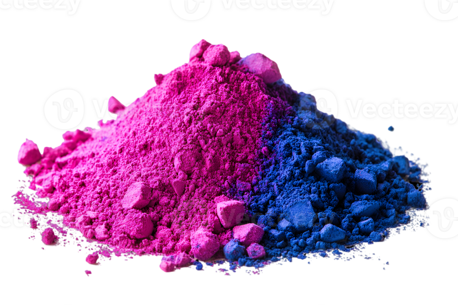 Vibrant Pile of Pink and Blue Powder Pigments with Detailed Texture on Transparent Background png