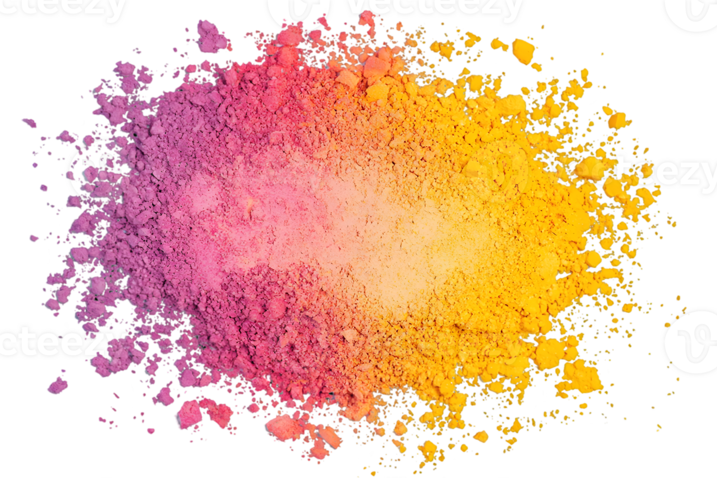 Vibrant Holi Powder Splash with Pink Yellow and Orange Hues on a Black Background with Abstract Explosion of Color png