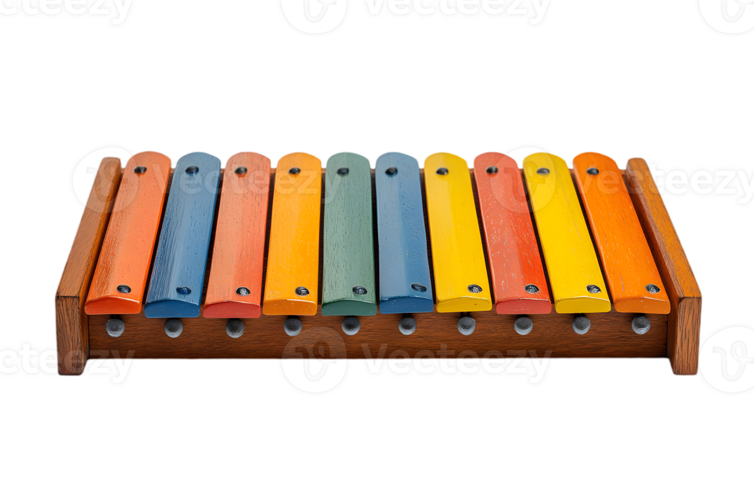 Wooden Xylophone with Multicolored Keys on a Transparent Background Musical Instrument png