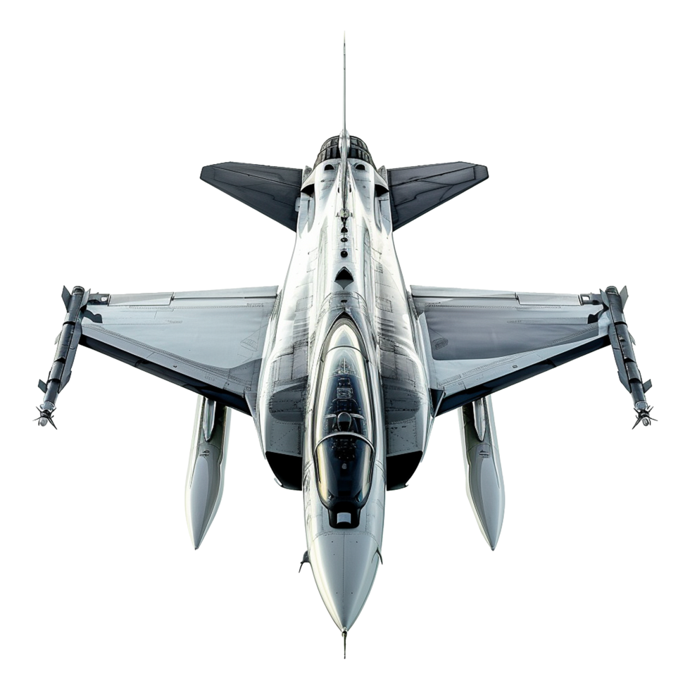 Overhead View of a Sleek Modern Military Fighter Jet Airplane in Flight png