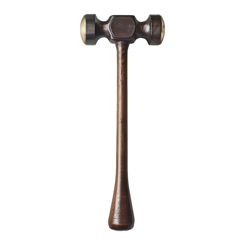 HighQuality DoubleEnded Brass and Wood Planishing Hammer for Metalworking png