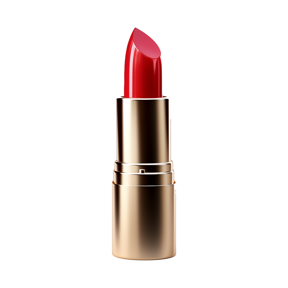 Classic Red Lipstick in a Gold Tube Elegant Makeup Product Beauty Cosmetic png