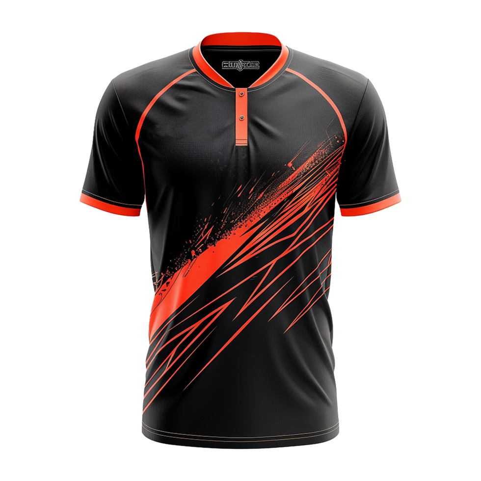 Sublime Black and Orange Custom Designed Sports Jersey for Cricket or Other Games png