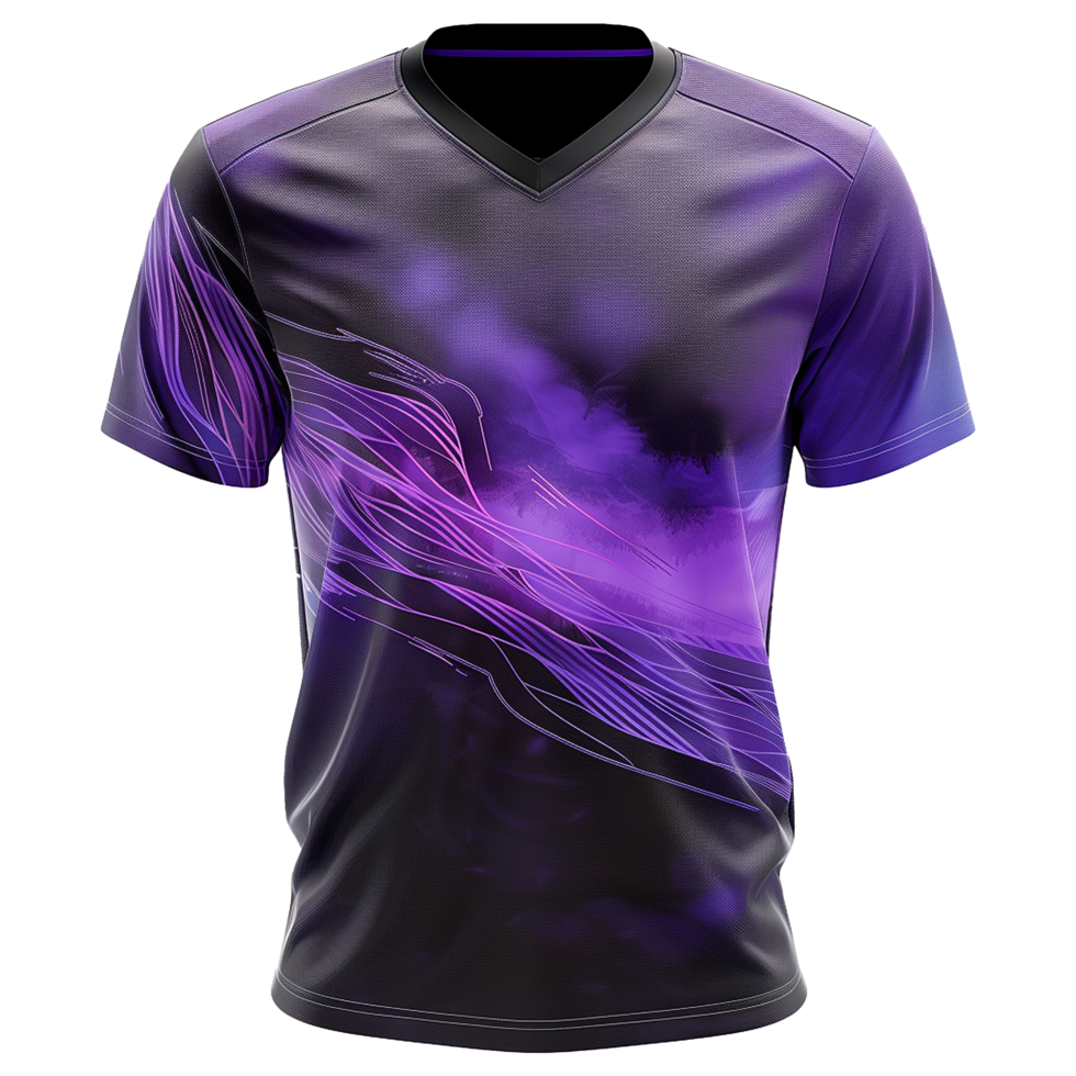 Sublime Purple and Black VNeck Short Sleeve Shirt with Abstract Design png