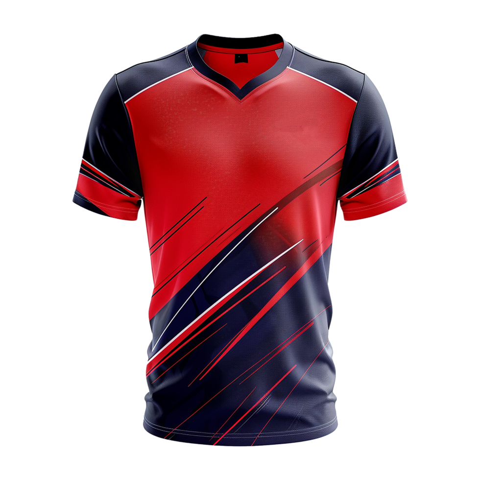 Red and Black Sport Jersey Design with Dynamic Stripes for Team Uniforms png