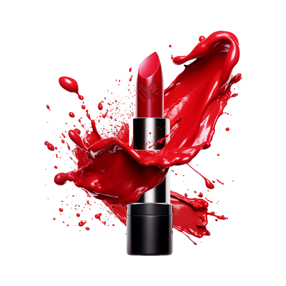 Red Lipstick Splash Artistic Cosmetics Product Photography png