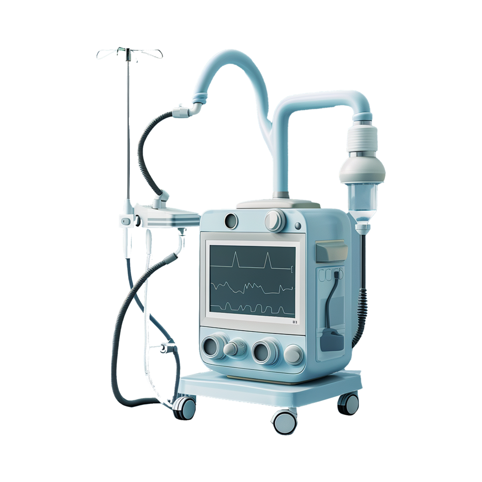 Advanced Medical Respiratory Equipment for Hospital Use, Portable Ventilator Machine with Monitoring Screen and Control Panel png