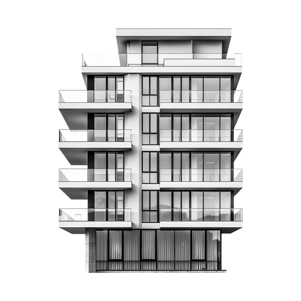 Modern Architecture Black and White Contemporary Apartment Building Exterior Design png