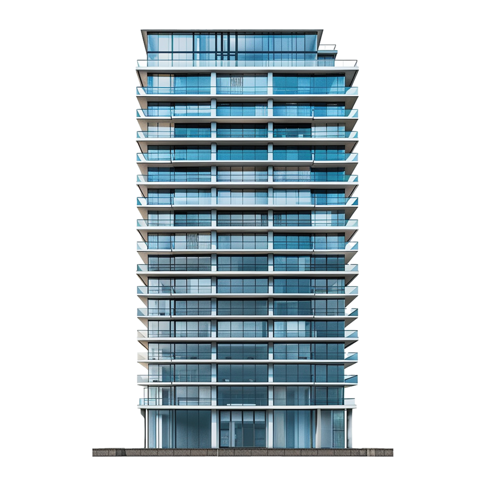 Modern Glass and Concrete Highrise Building Architectural Design png