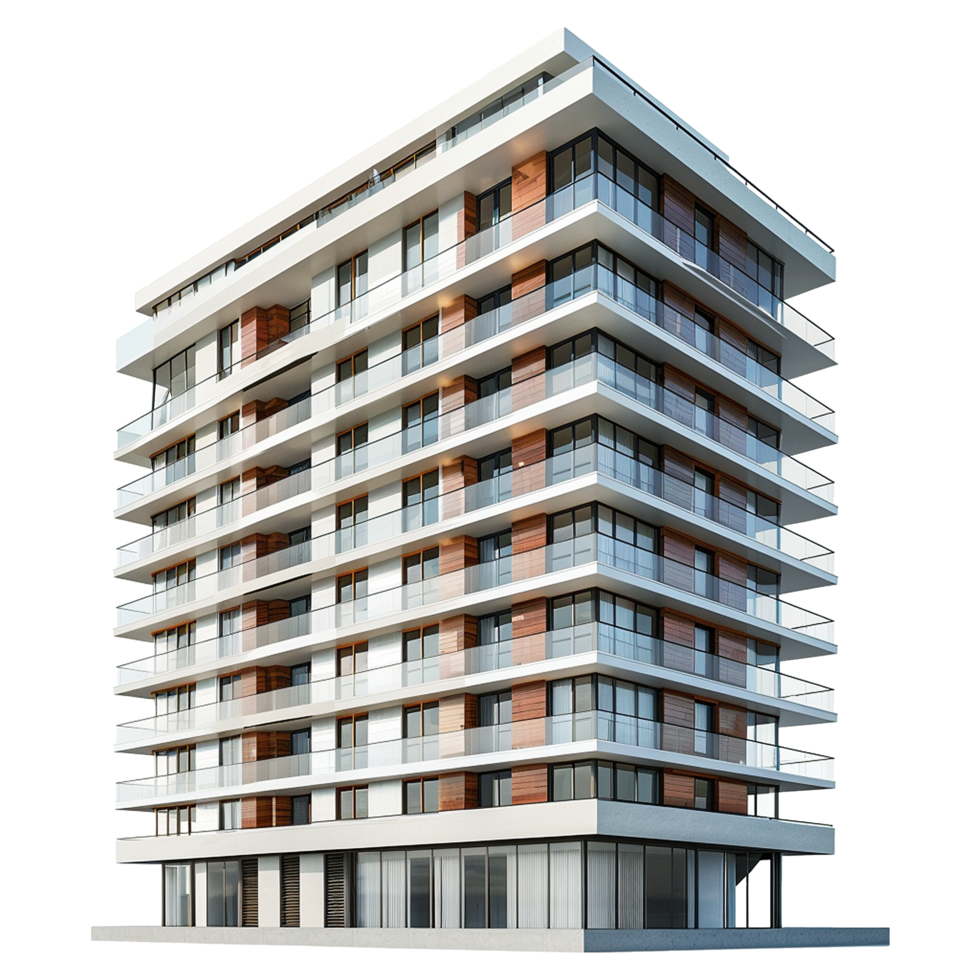 Modern Architectural Design of a Luxury Apartment Building with Balconies png