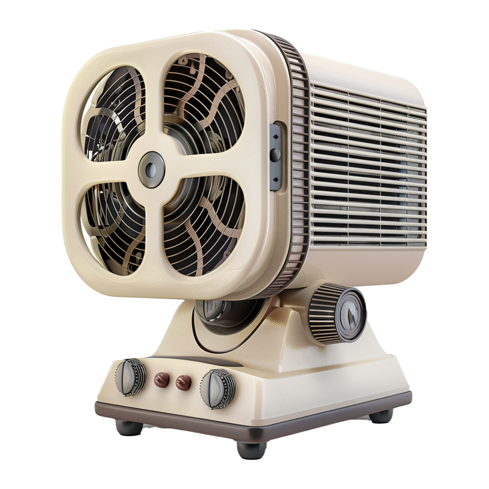 Vintage Retro Style Electric Fan Heater with Knobs and Controls png