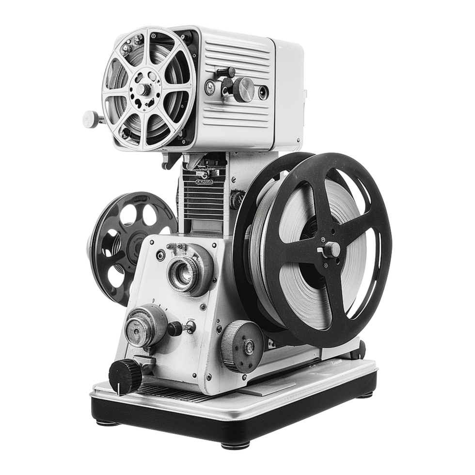 Vintage Film Reel to Reel Projector Machine for Cinema and Movie Production png
