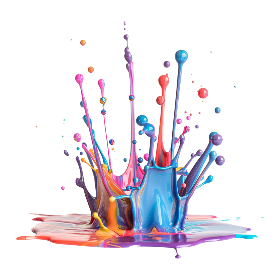 Vibrant Colorful Paint Explosion Artistic Splashes Abstract Background Design png