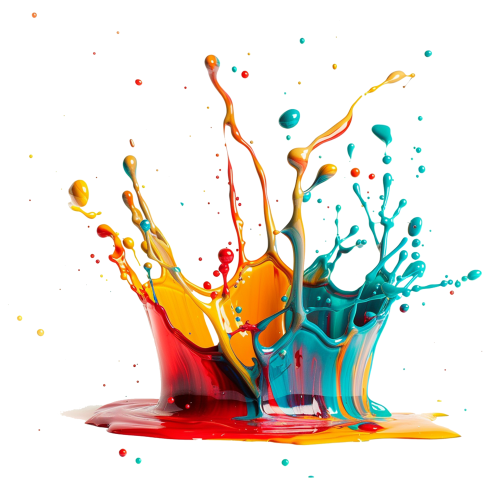 Vibrant Color Explosion Abstract Painting Colorful Splashes Dynamic Art png