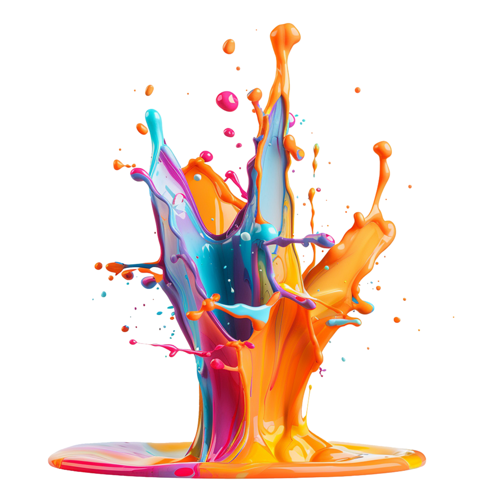 Vibrant Colorful Paint Explosion Splashing Dynamically Abstract Art png