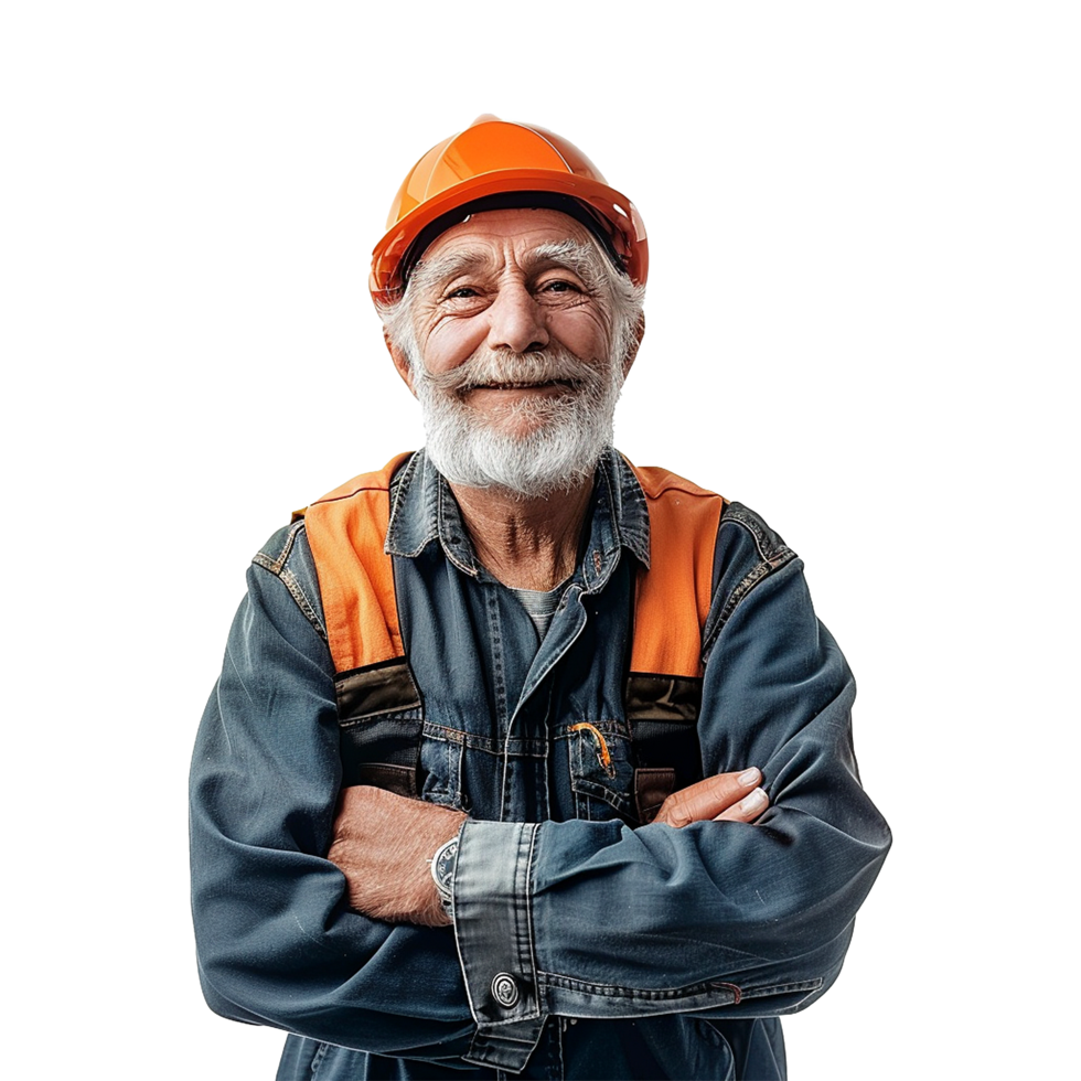 Portrait of a Senior Construction Worker with Arms Crossed png