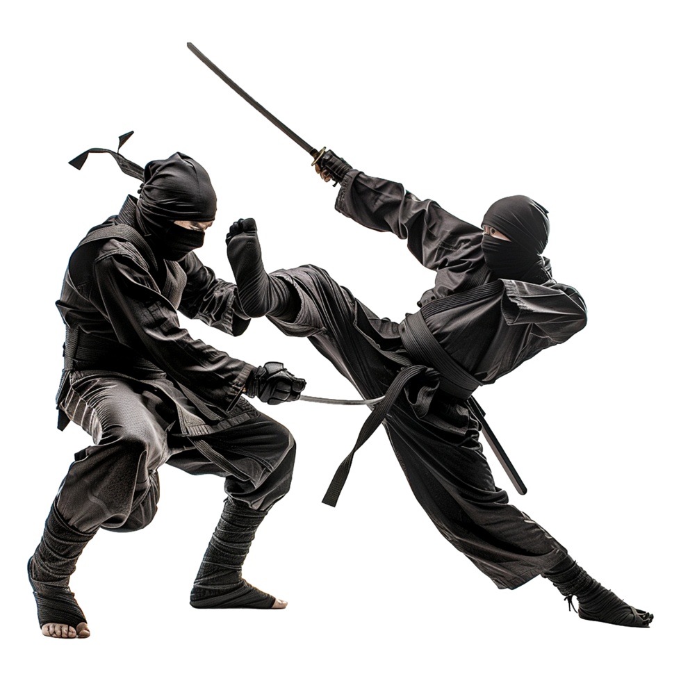 Ninjas in a Dynamic Martial Arts Confrontation png