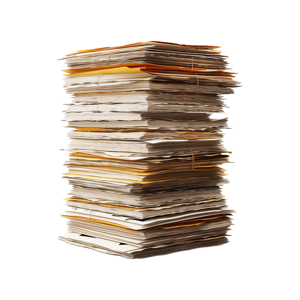 A Very Tall Stack of Documents and Files Neatly Organized in a Tower png