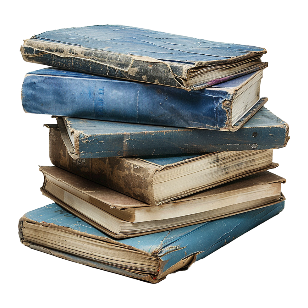 A Stack of WellLoved Vintage Books Showing Significant Wear and Tear png