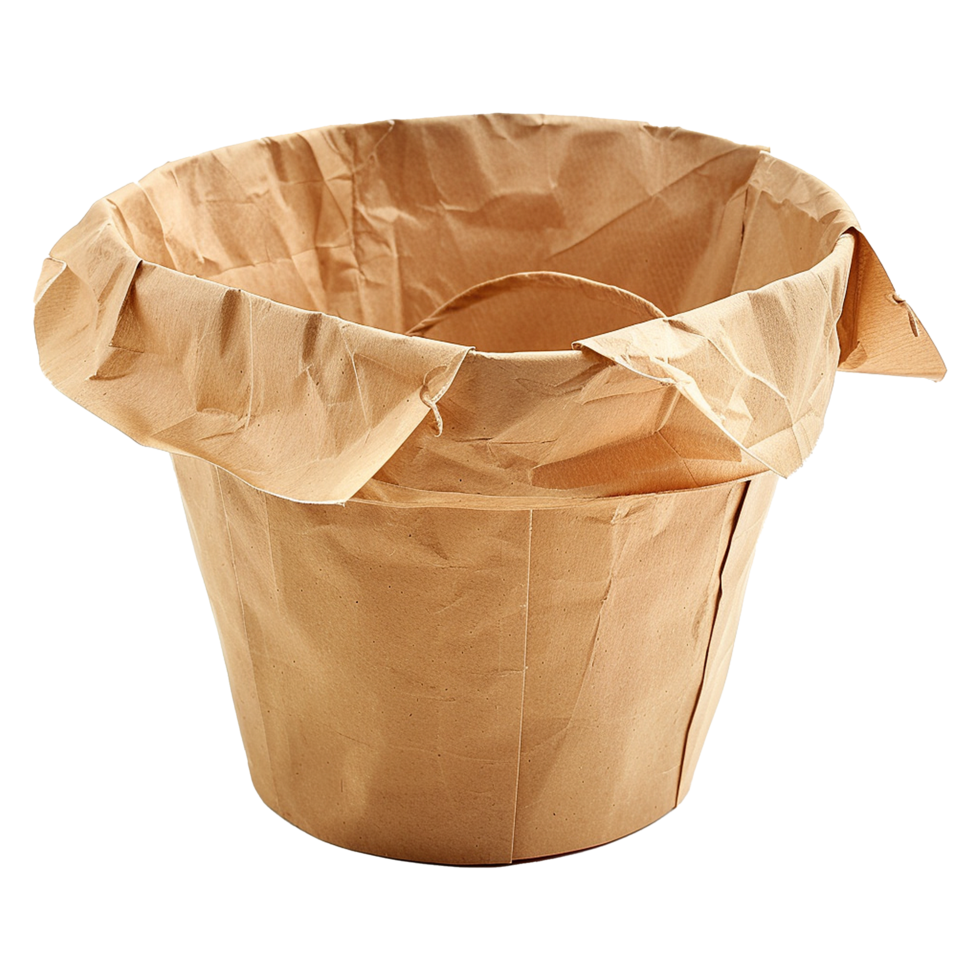 A Brown Paper Container, Possibly a Planter or Decorative Item png