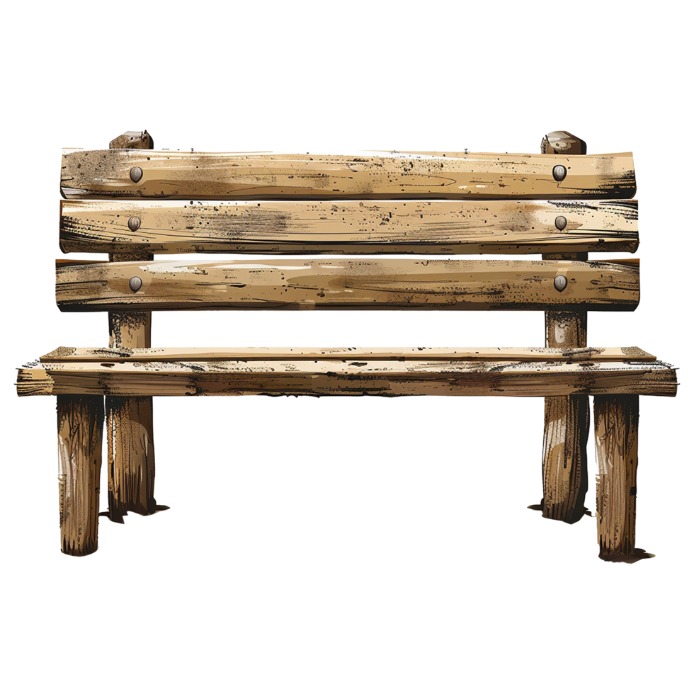 Rustic Wooden Park Bench Illustration Design Image png