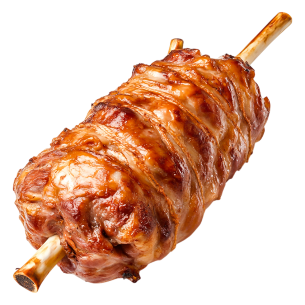 Deliciously Roasted Meat Wrapped in Crispy Bacon Bone png
