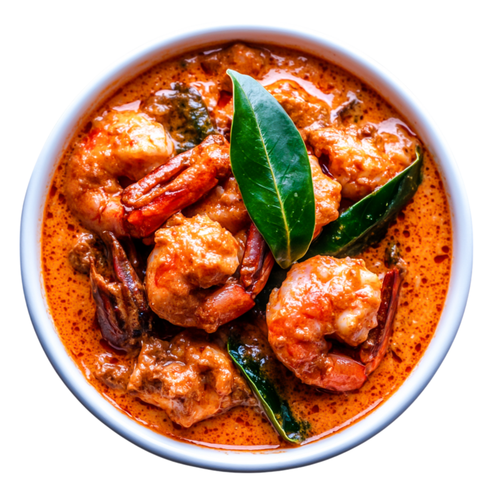 Delicious Shrimp Curry in Coconut Gravy with Fresh Herbs and Spices png