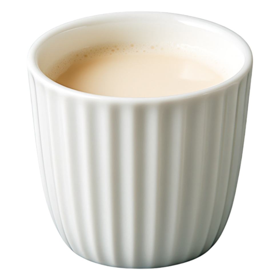 Warm Creamy Beverage in a Textured White Cup Clean Surface png