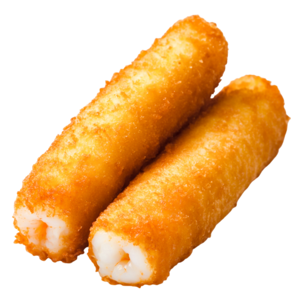 Crispy Golden Breaded Snack Rolls with Delicious Filling png