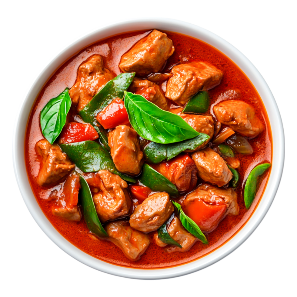 Delicious Spicy Chicken Stir Fry with Fresh Basil and Vegetables png