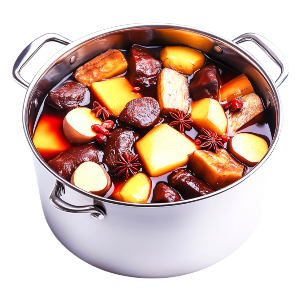 Warm and Hearty Stew with Vegetables and Spices in a Pot png