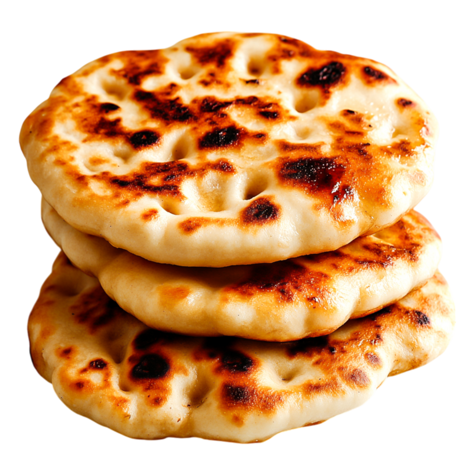 Three Deliciously Toasted Flatbreads Stacked on Each Other png