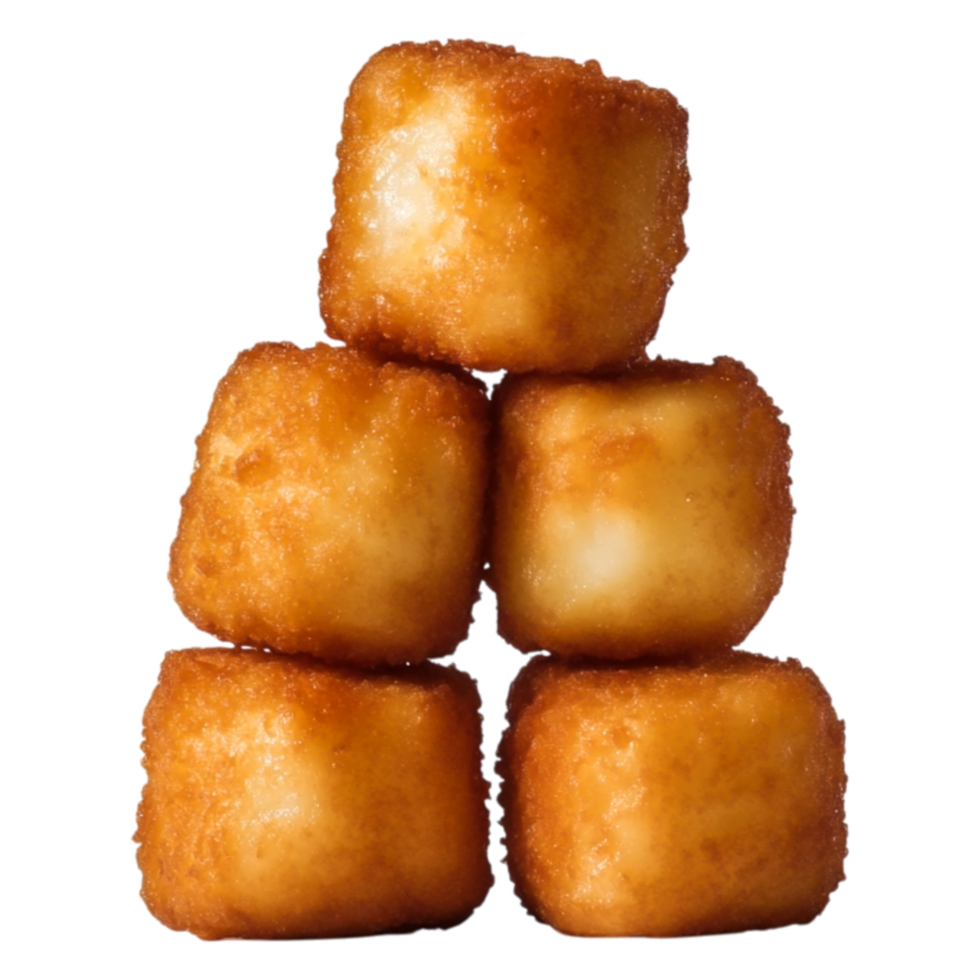 Crispy Golden Fried Cubes Stacked in a Delicious Pile png