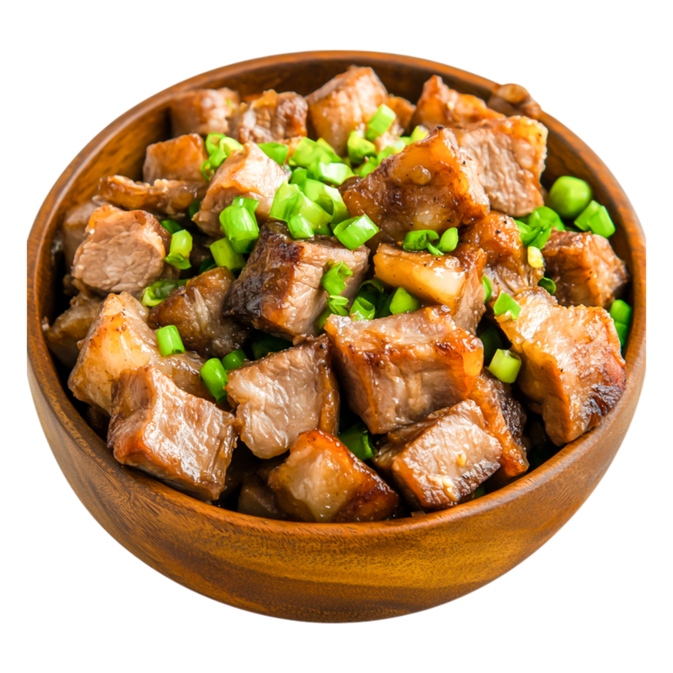 Delicious Pan-Seared Pork Belly with Fresh Chopped Green Onions png