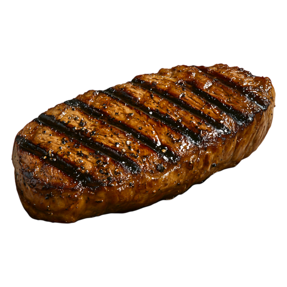 Juicy Grilled Steak Cut with Perfect Char Marks on Surface png